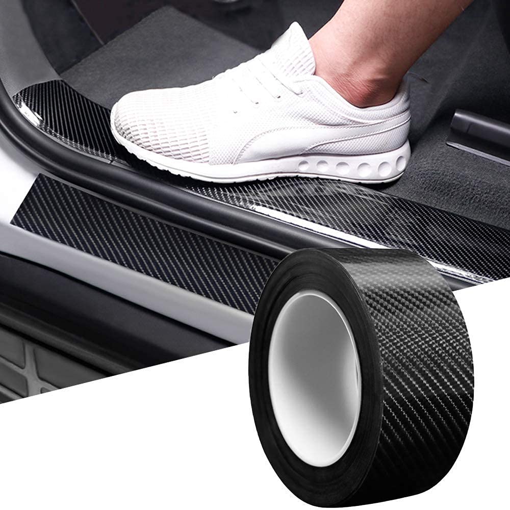 CarDost carbon fiber car door sill protector strip, black