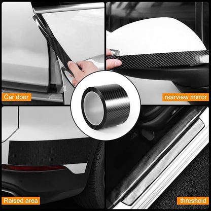 CarDost carbon fiber car door sill protector strip, black