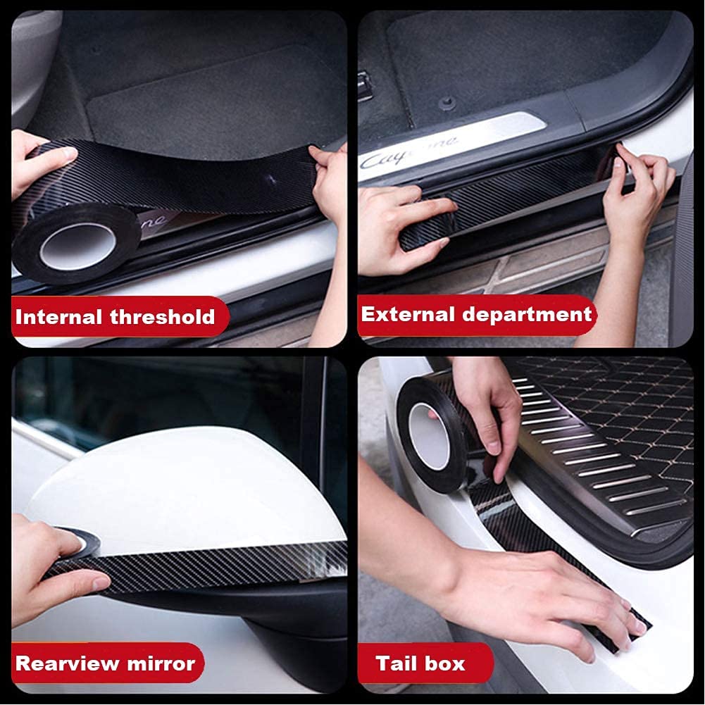 CarDost carbon fiber car door sill protector strip, black