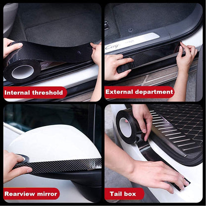 CarDost carbon fiber car door sill protector strip, black