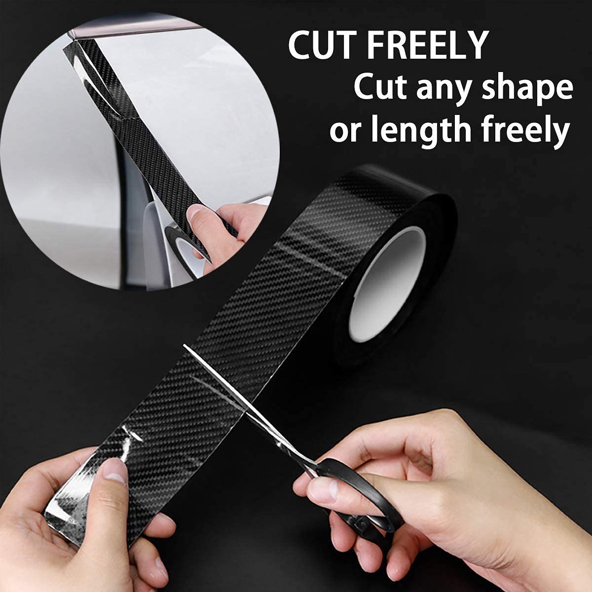 CarDost carbon fiber car door sill protector strip, black