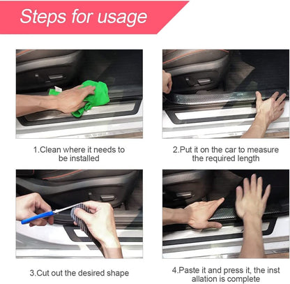 CarDost carbon fiber car door sill protector strip, black