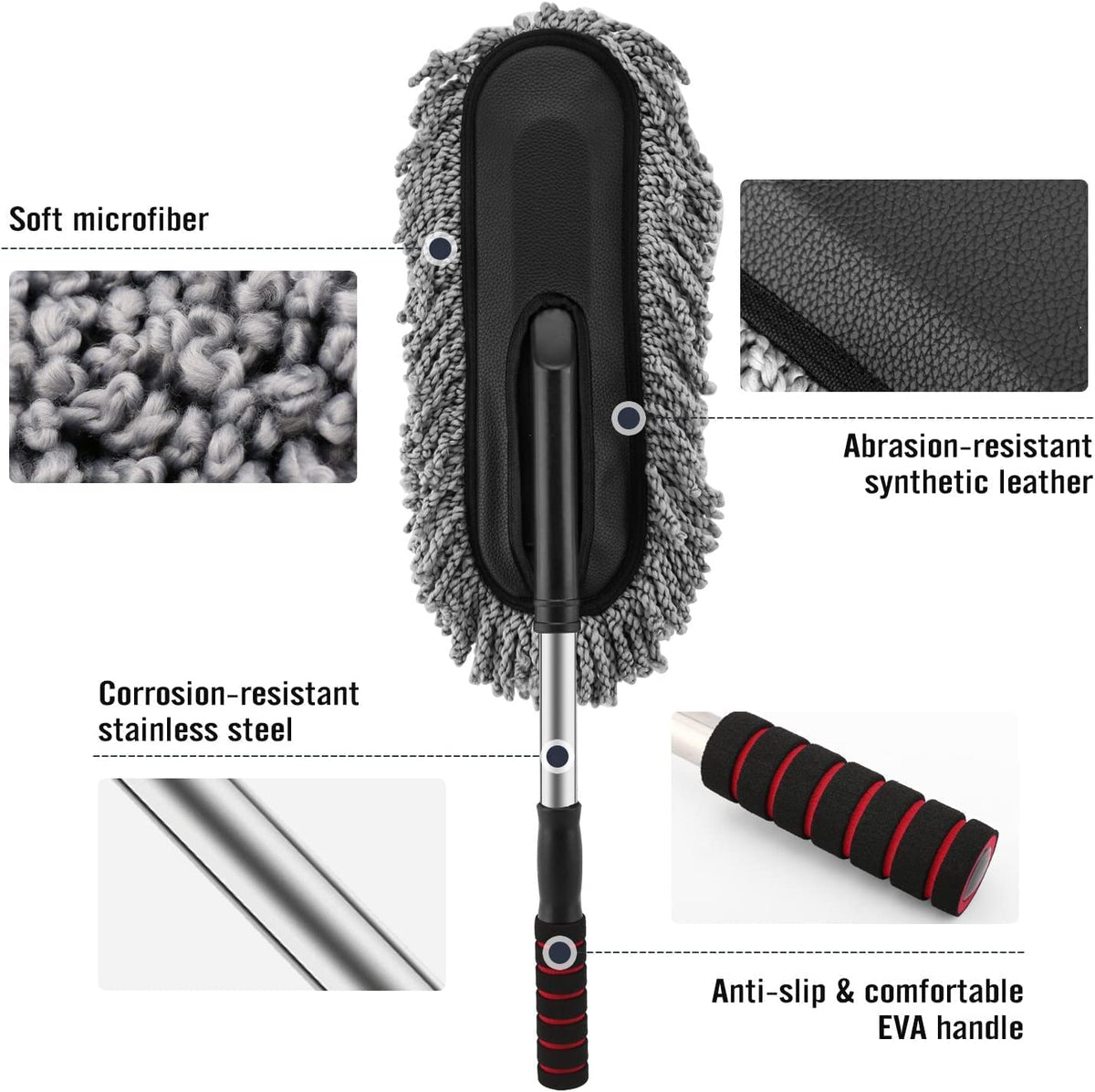 CarDost extendable long handle microfiber car duster