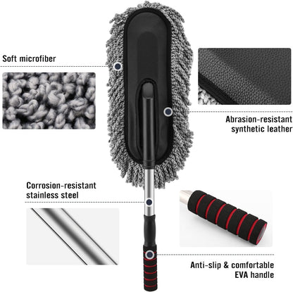 CarDost extendable long handle microfiber car duster