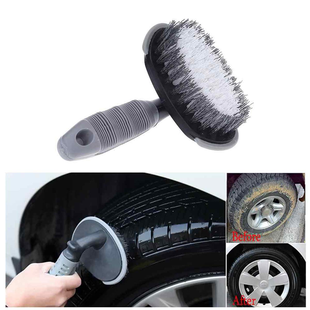 T-type car tyre cleaning brush scrubber with anti-slip handle