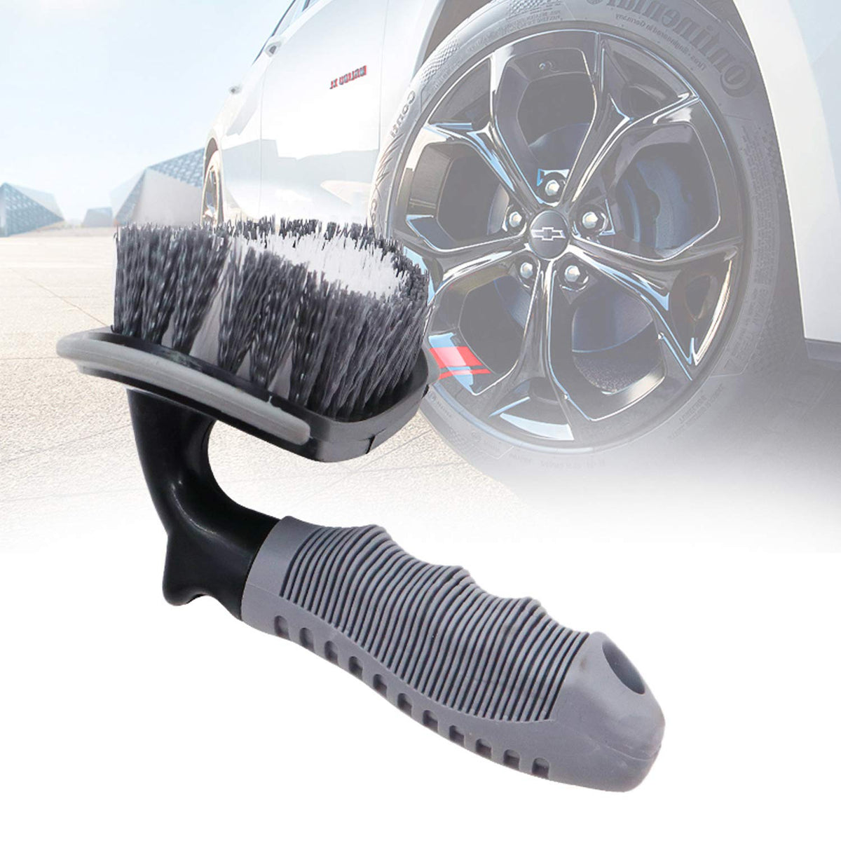 T-type car tyre cleaning brush scrubber with anti-slip handle