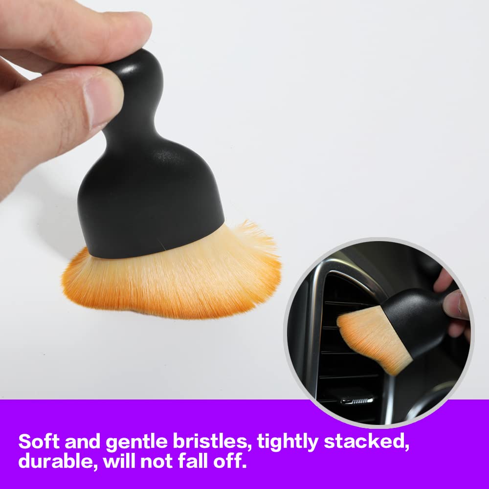 Soft bristle car interior detailing dust brush