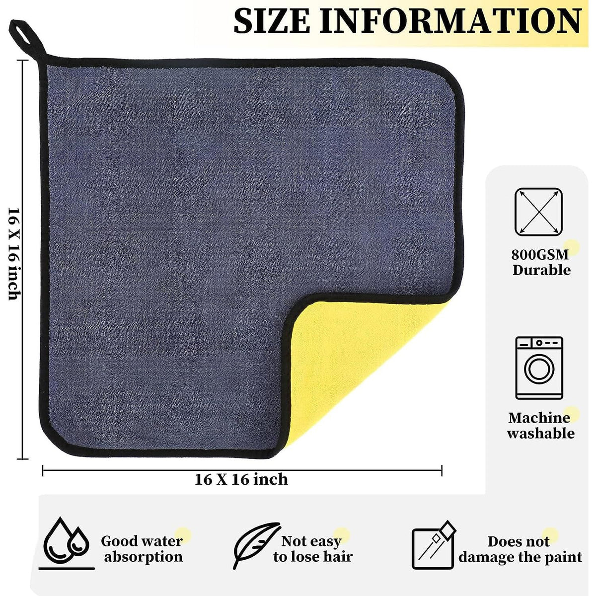 CarDost 800 GSM microfiber cloth, 40x40cm, single pack