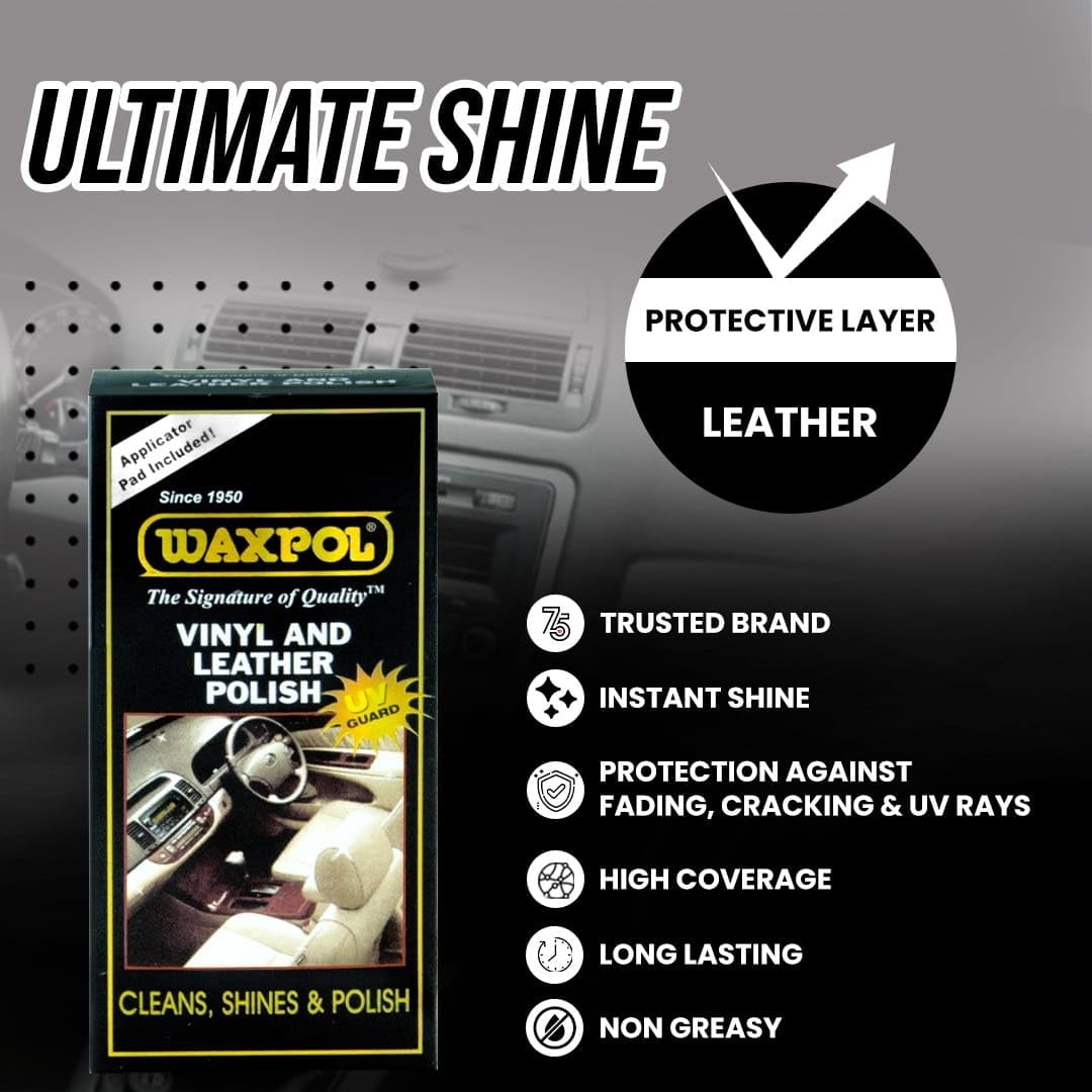 Waxpol vinyl and leather polish bottle, 125ml