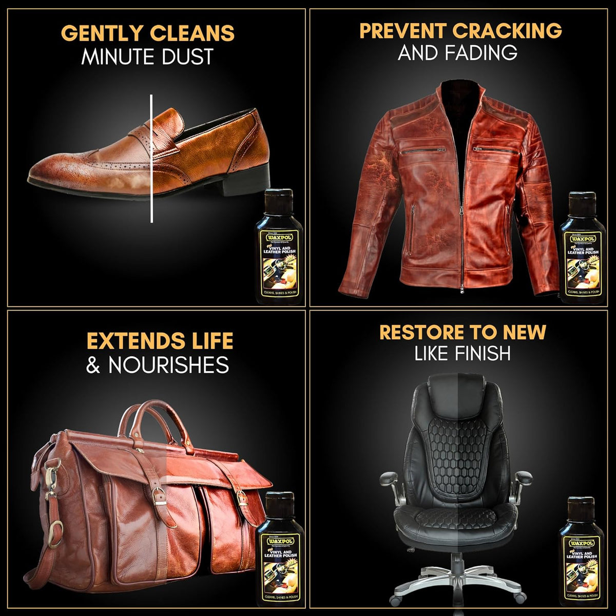 Waxpol vinyl and leather polish bottle, 125ml