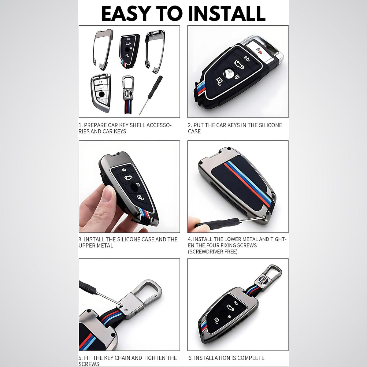 CarDost metal key cover with keychain for Toyota Innova and Fortuner