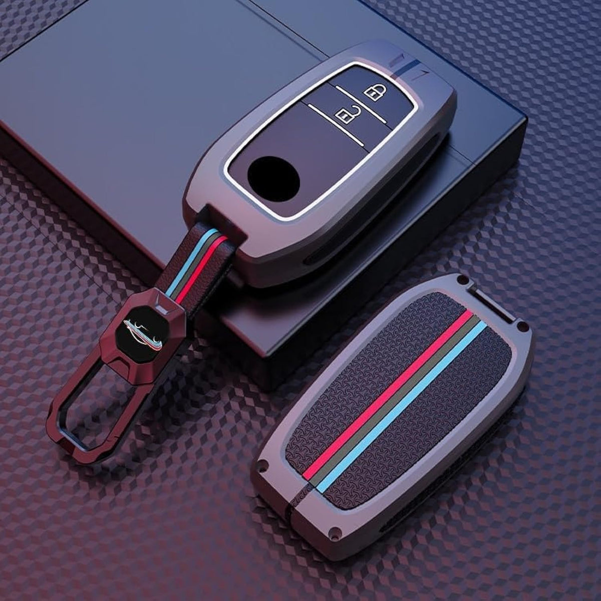 CarDost metal key cover with keychain for Toyota Innova and Fortuner