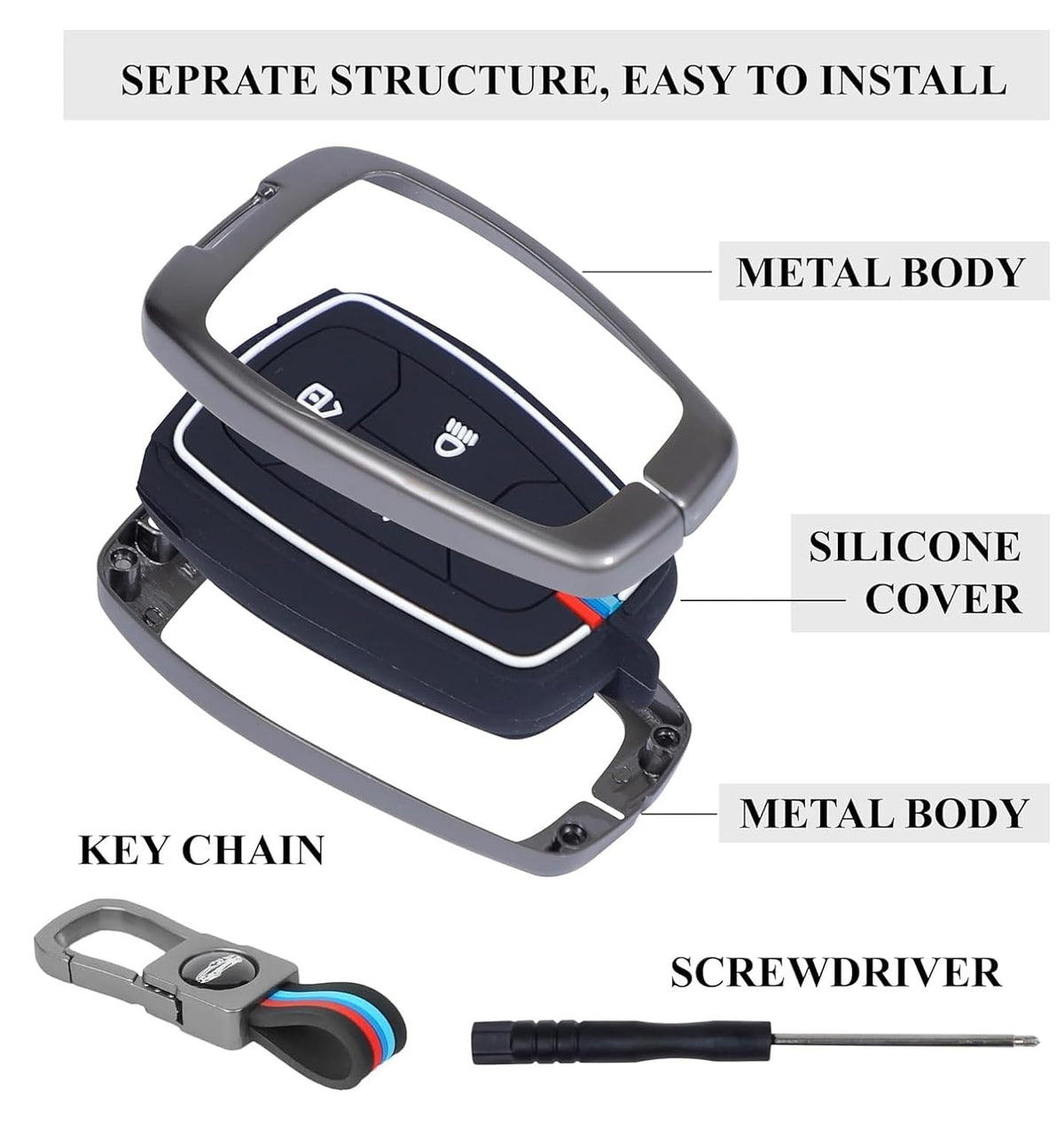 4-button metal smart key cover for Tata cars