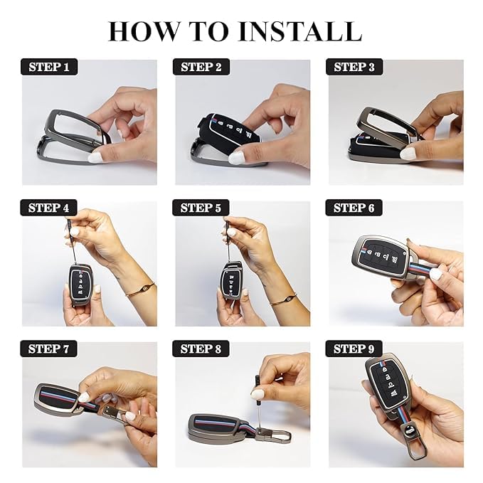 CarDost metal key cover for Hyundai 3-button smart key