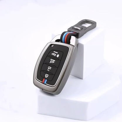 CarDost metallic grey metal key cover for Hyundai 4-button smart key