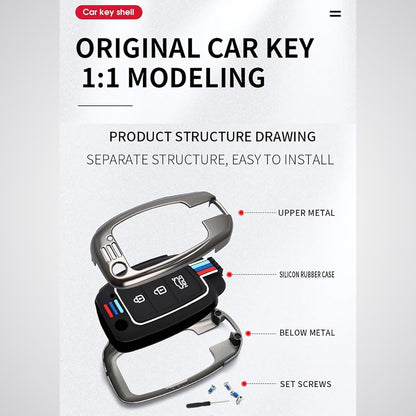 CarDost metallic grey metal key cover for Hyundai 4-button smart key
