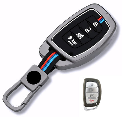 CarDost metallic grey metal key cover for Hyundai 4-button smart key