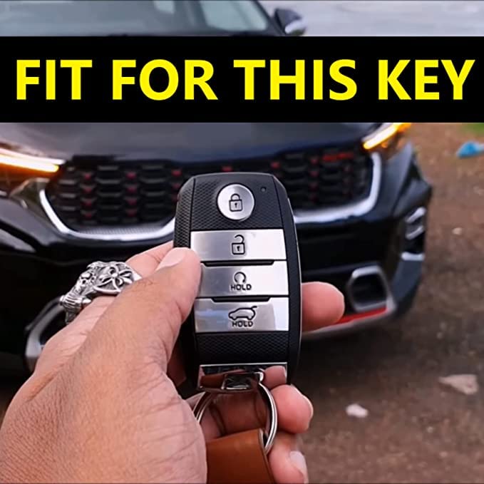 CarDost metal key cover for Kia Sonet, Seltos, Carens 4-button key