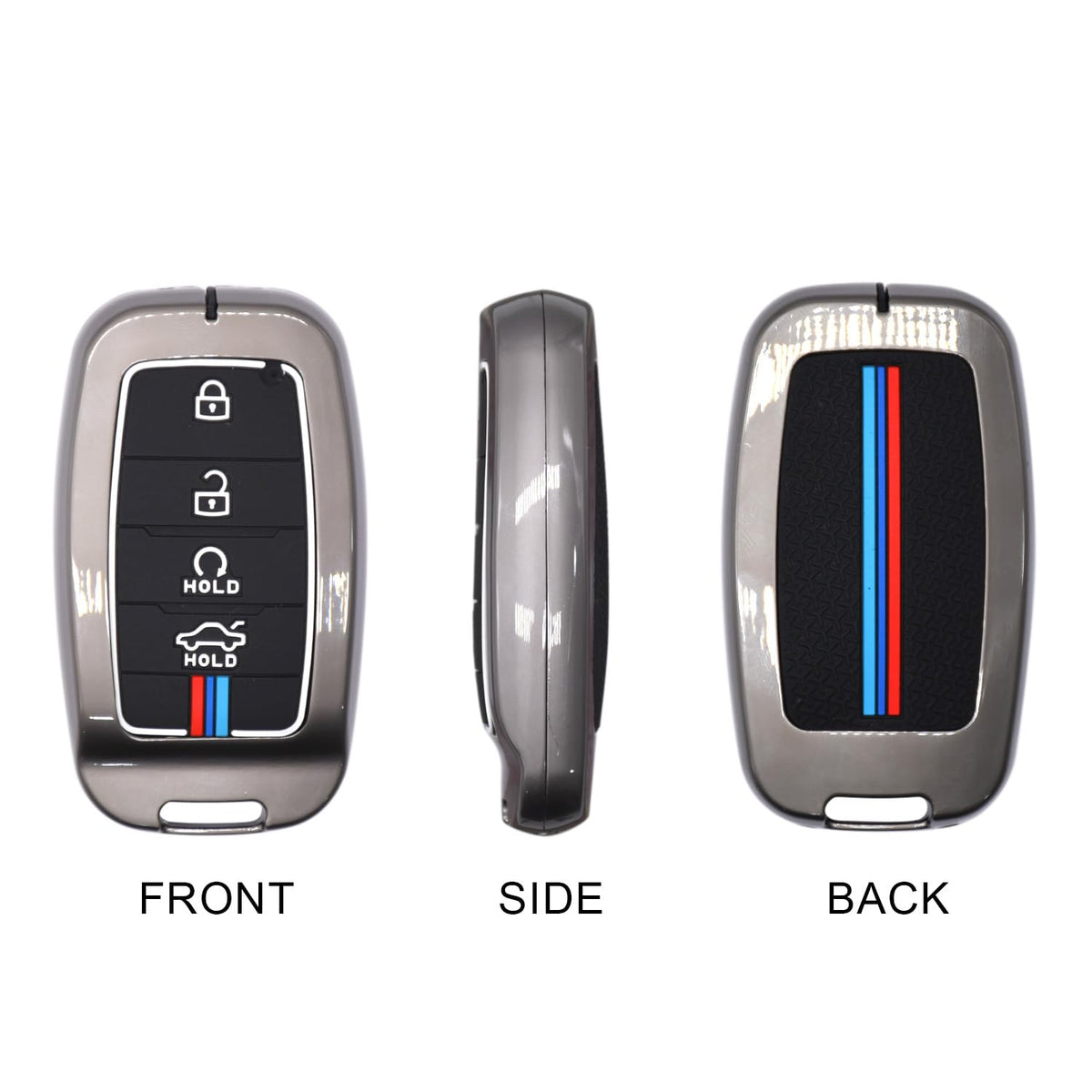 CarDost metal key cover for Kia Sonet, Seltos, Carens 4-button key