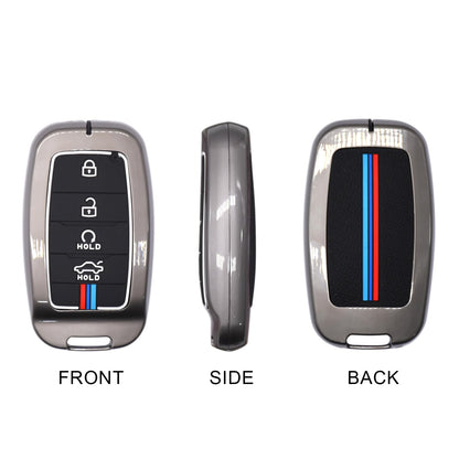 CarDost metal key cover for Kia Sonet, Seltos, Carens 4-button key