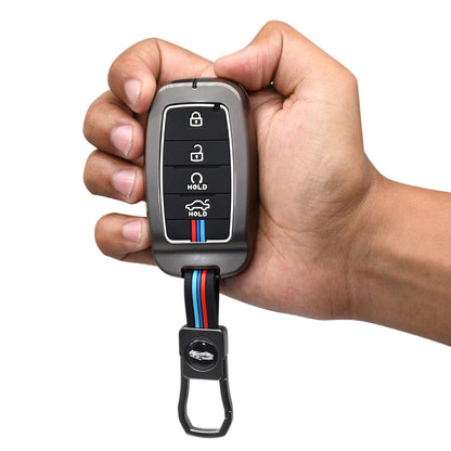 CarDost metal key cover for Kia Sonet, Seltos, Carens 4-button key