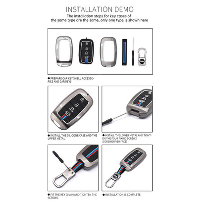 CarDost metal key cover for Kia Sonet, Seltos, Carens 4-button key