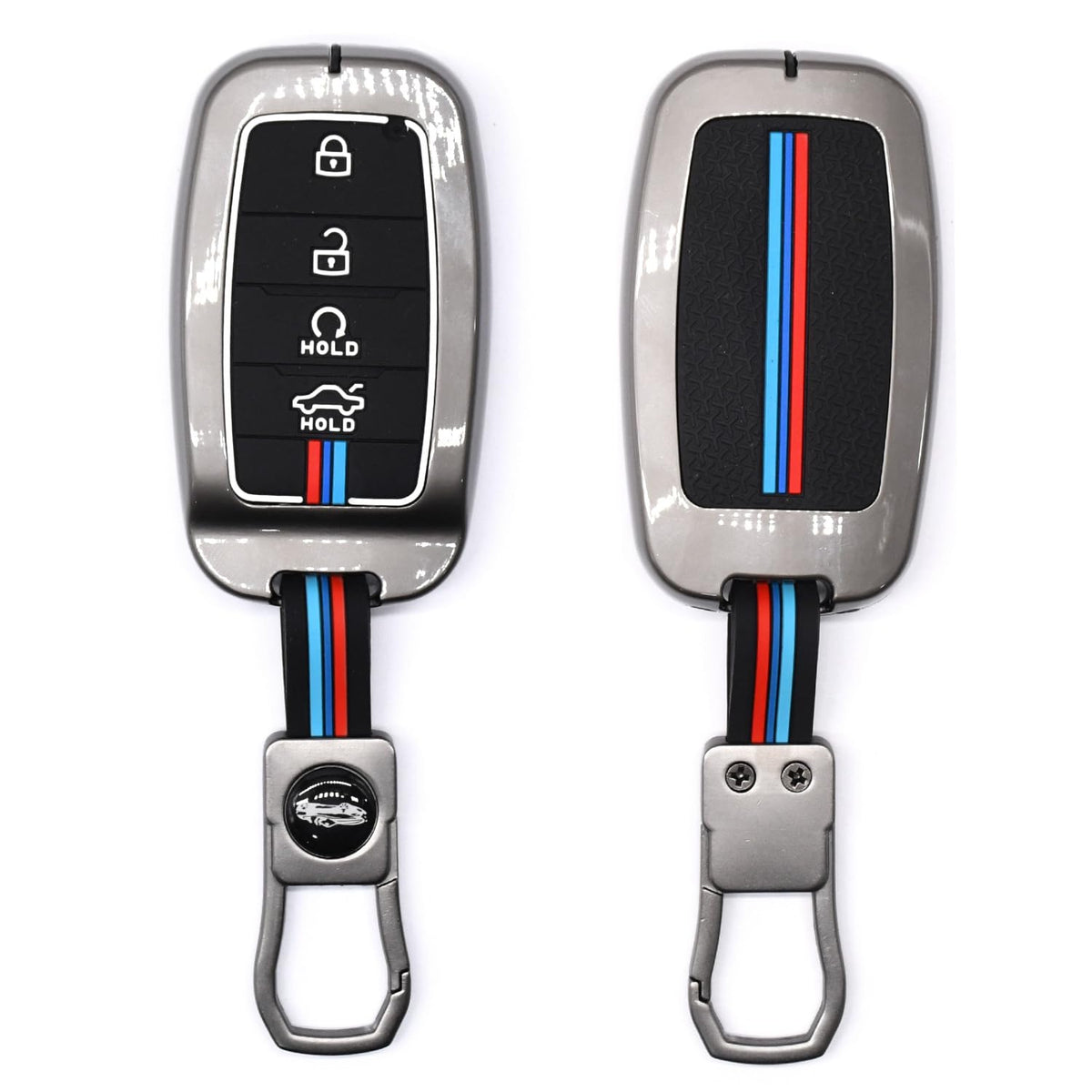 CarDost metal key cover for Kia Sonet, Seltos, Carens 4-button key