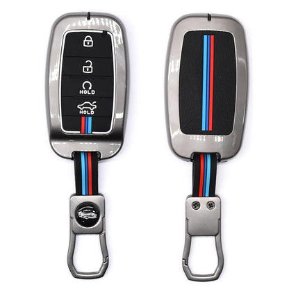 CarDost metal key cover for Kia Sonet, Seltos, Carens 4-button key