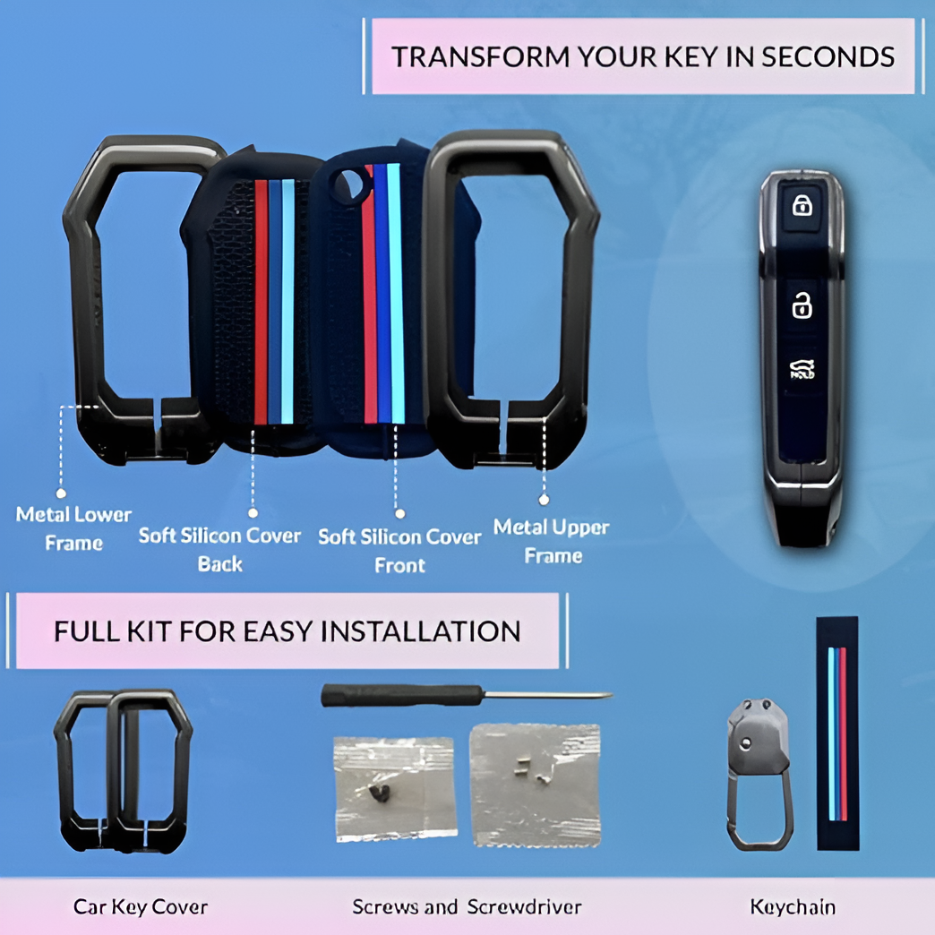 CarDost water-resistant key cover for Kia Seltos, Sonet, Carens 4-button