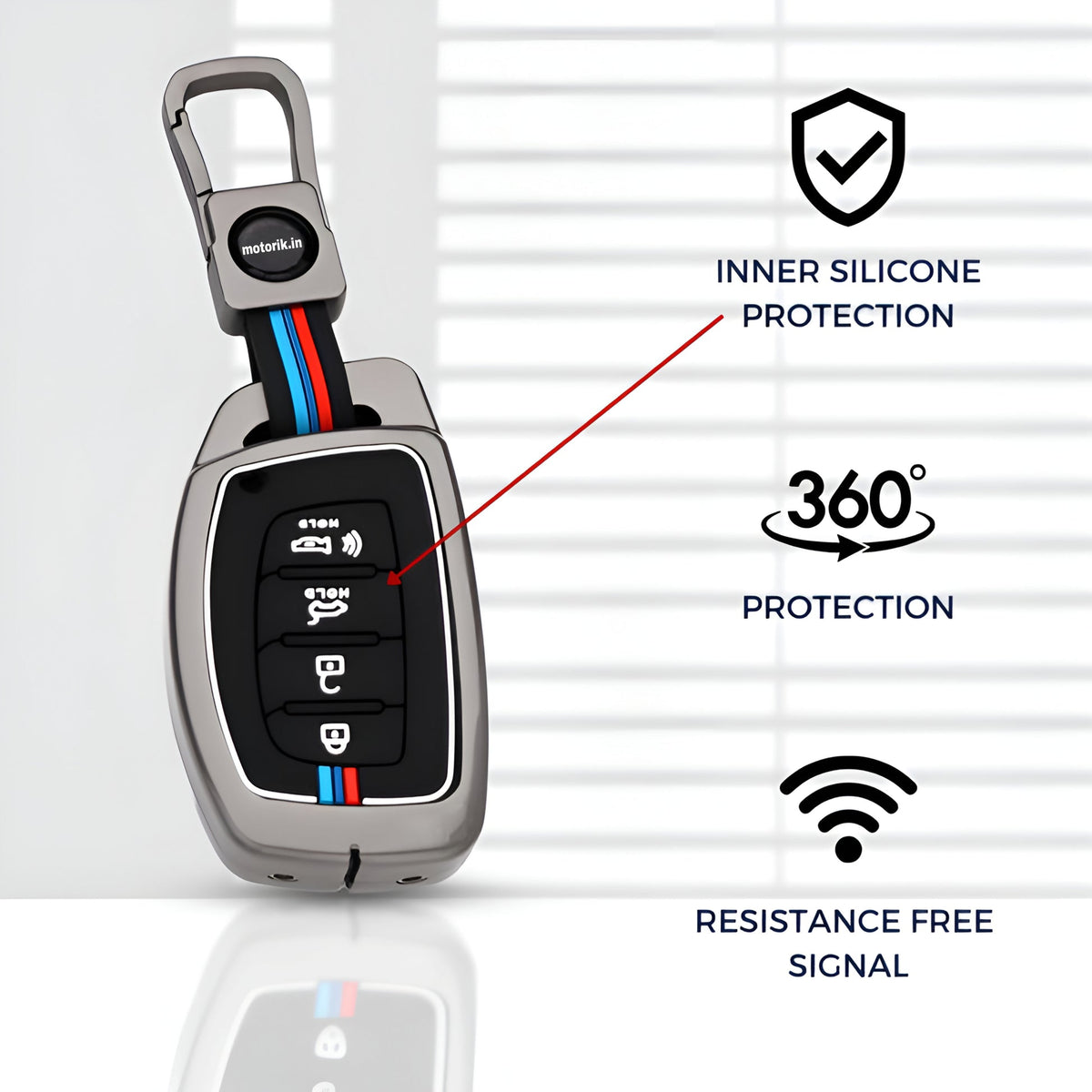 CarDost alloy key cover with 360 degree protection for Hyundai smart key