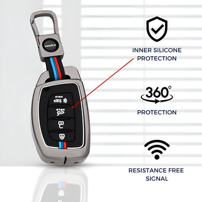 CarDost alloy key cover with 360 degree protection for Hyundai smart key