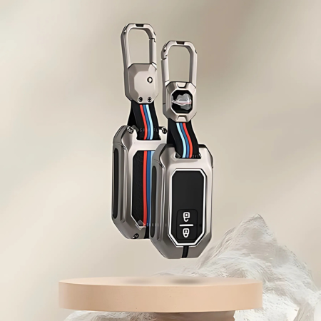 CarDost black metal key cover for Maruti Suzuki 2-button smart key