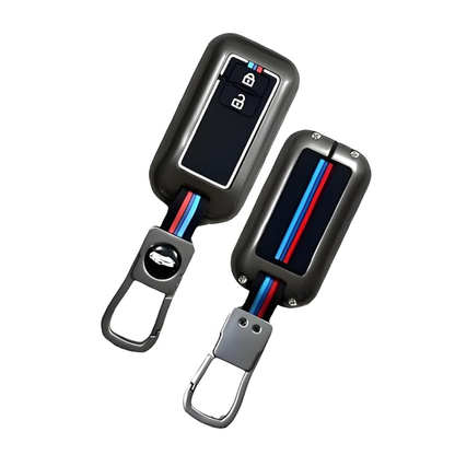 CarDost black metal key cover for Maruti Suzuki 2-button smart key