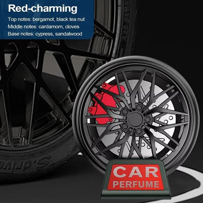 Wheel hub design car AC vent clip air freshener, red