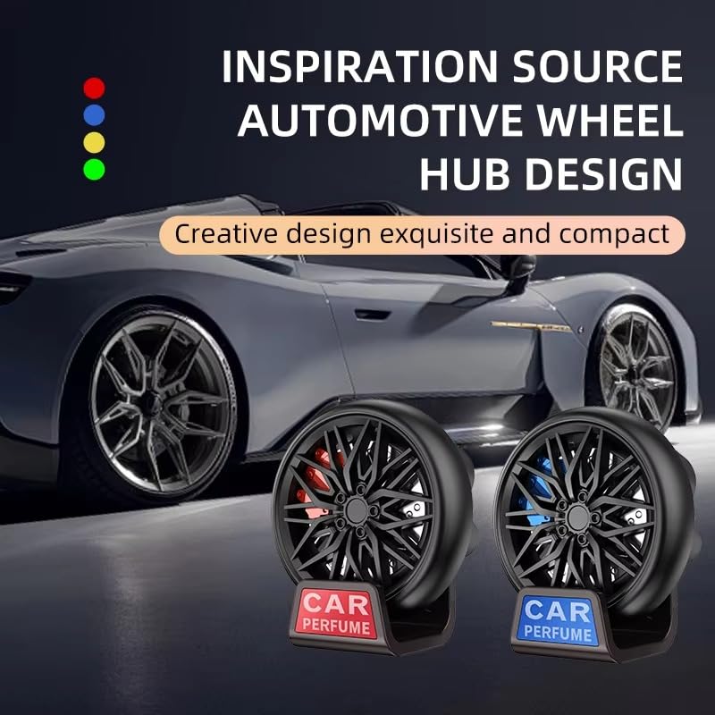 Wheel hub design car AC vent clip air freshener, red