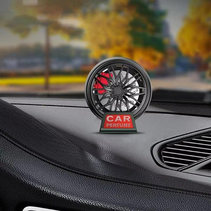 Wheel hub design car AC vent clip air freshener, red