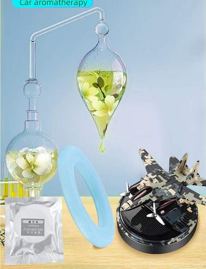 Solar-powered fighter jet design car air freshener, camouflage