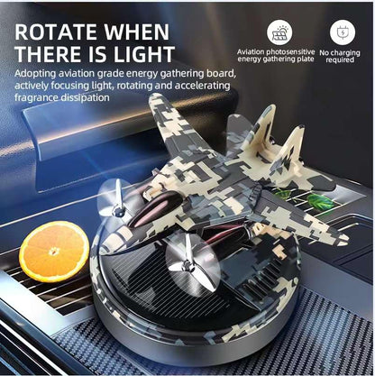 Solar-powered fighter jet design car air freshener, camouflage