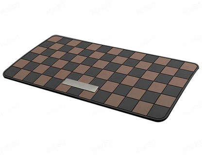 Checkered pattern non-slip car dashboard mat, black and brown