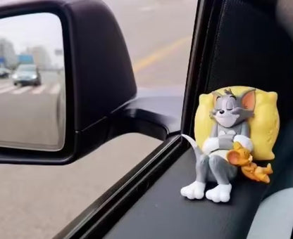 Tom and Jerry car dashboard figurine with yellow cushion