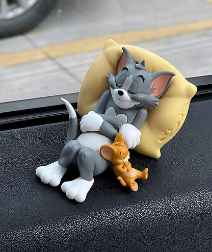 Tom and Jerry car dashboard figurine with yellow cushion