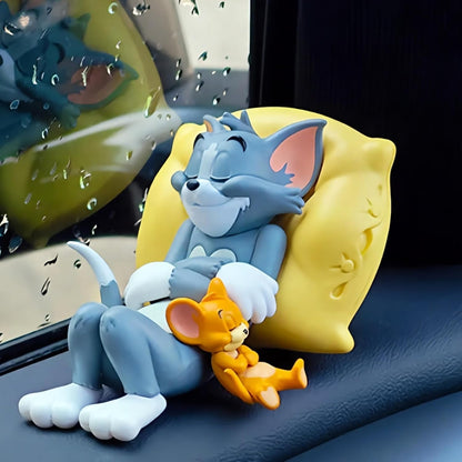 Tom and Jerry car dashboard figurine with yellow cushion
