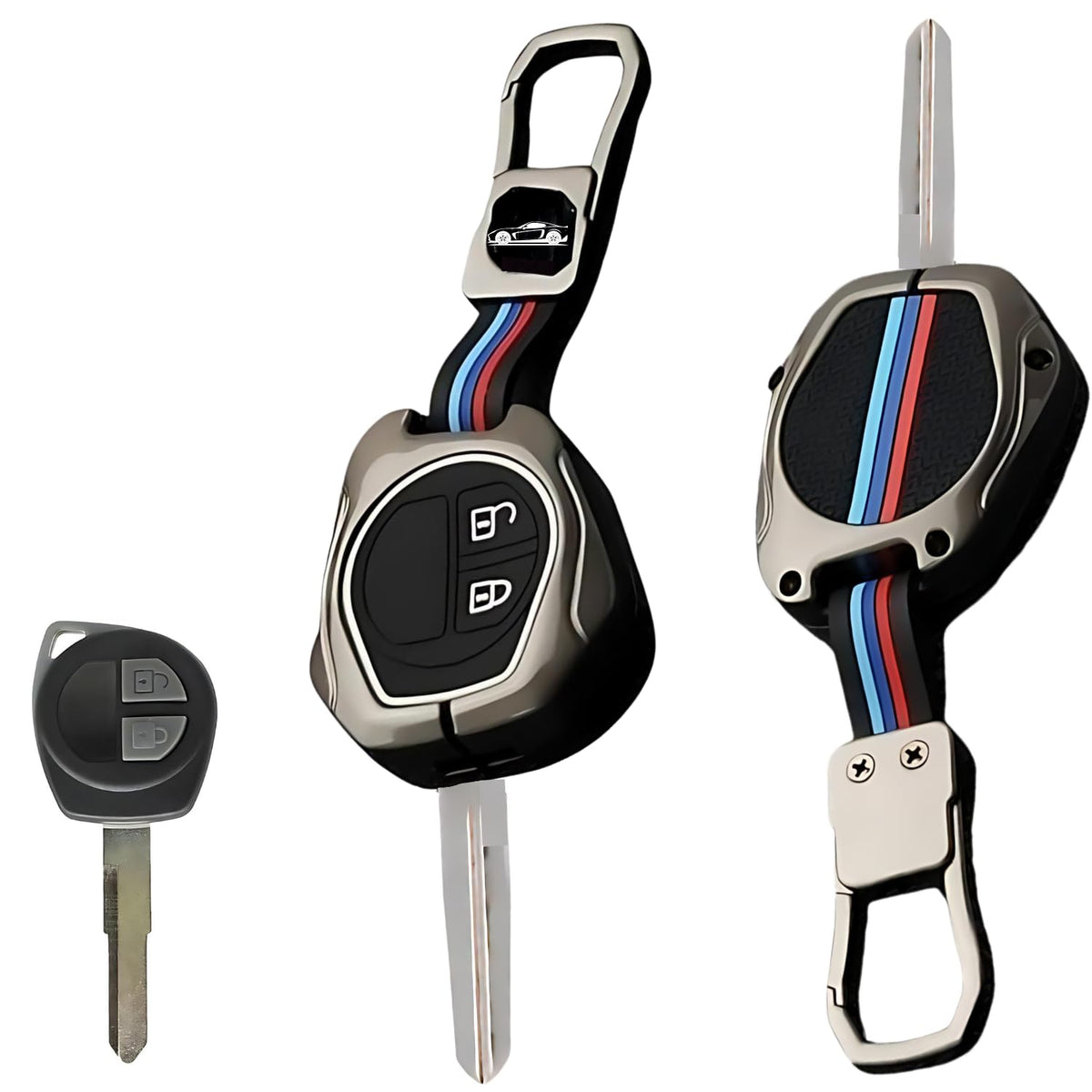 CarDost premium metal key case for Maruti Suzuki 2-button remote key