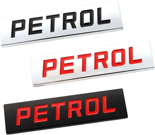CarDost Petrol car emblem badge, 3D metal letters, black and red