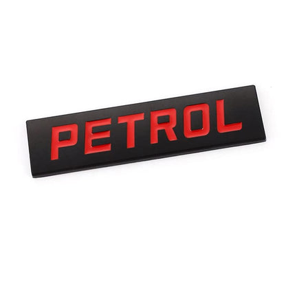 CarDost Petrol car emblem badge, 3D metal letters, black and red