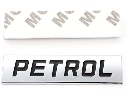 CarDost Petrol car emblem badge, 3D metal letters, chrome and black