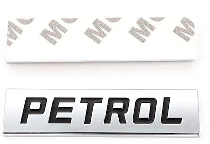 CarDost Petrol car emblem badge, 3D metal letters, chrome and black