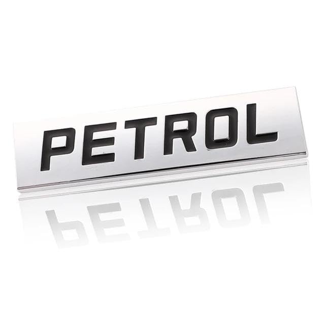 CarDost Petrol car emblem badge, 3D metal letters, chrome and black