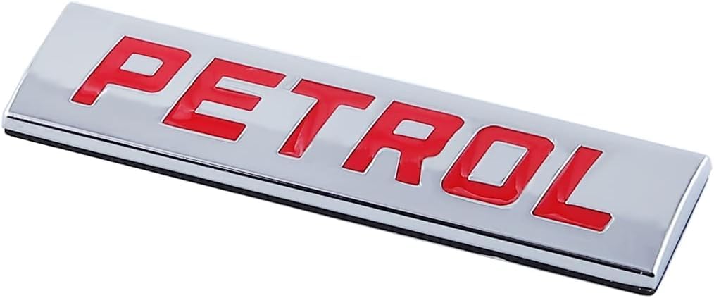 CarDost Petrol car emblem badge, 3D metal letters, red and chrome