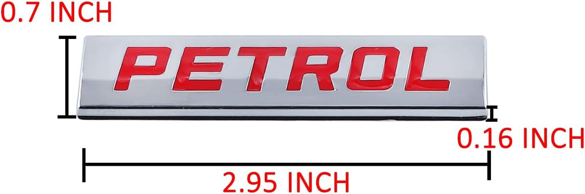 CarDost Petrol car emblem badge, 3D metal letters, red and chrome